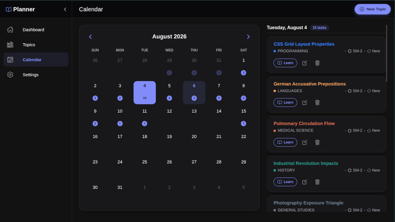 Calendar Schedule