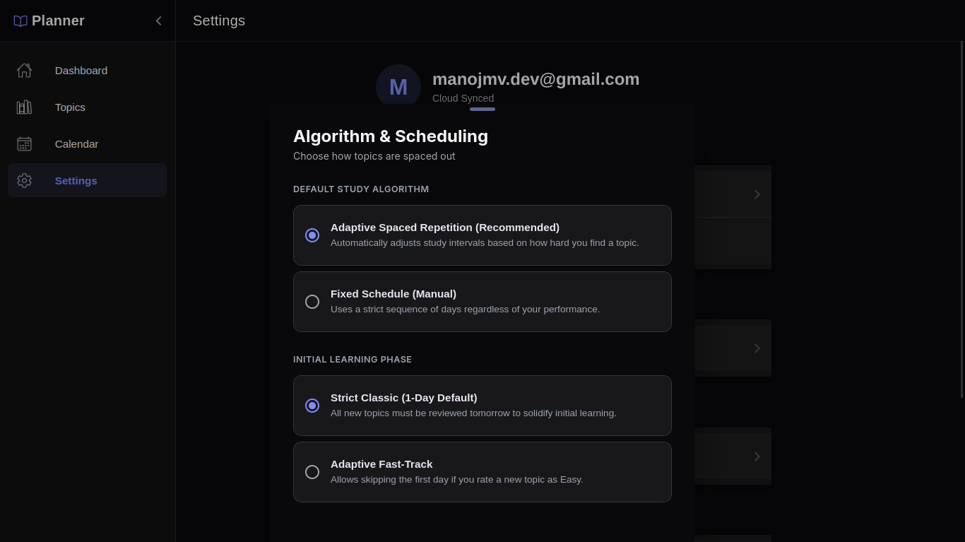 Spaced Repetition Algorithm